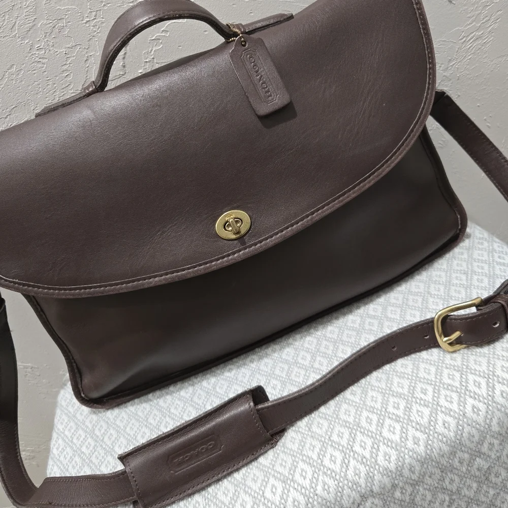 Coach Chocolate Brown Leather Crossbody Satchel - Picture 1 of 4